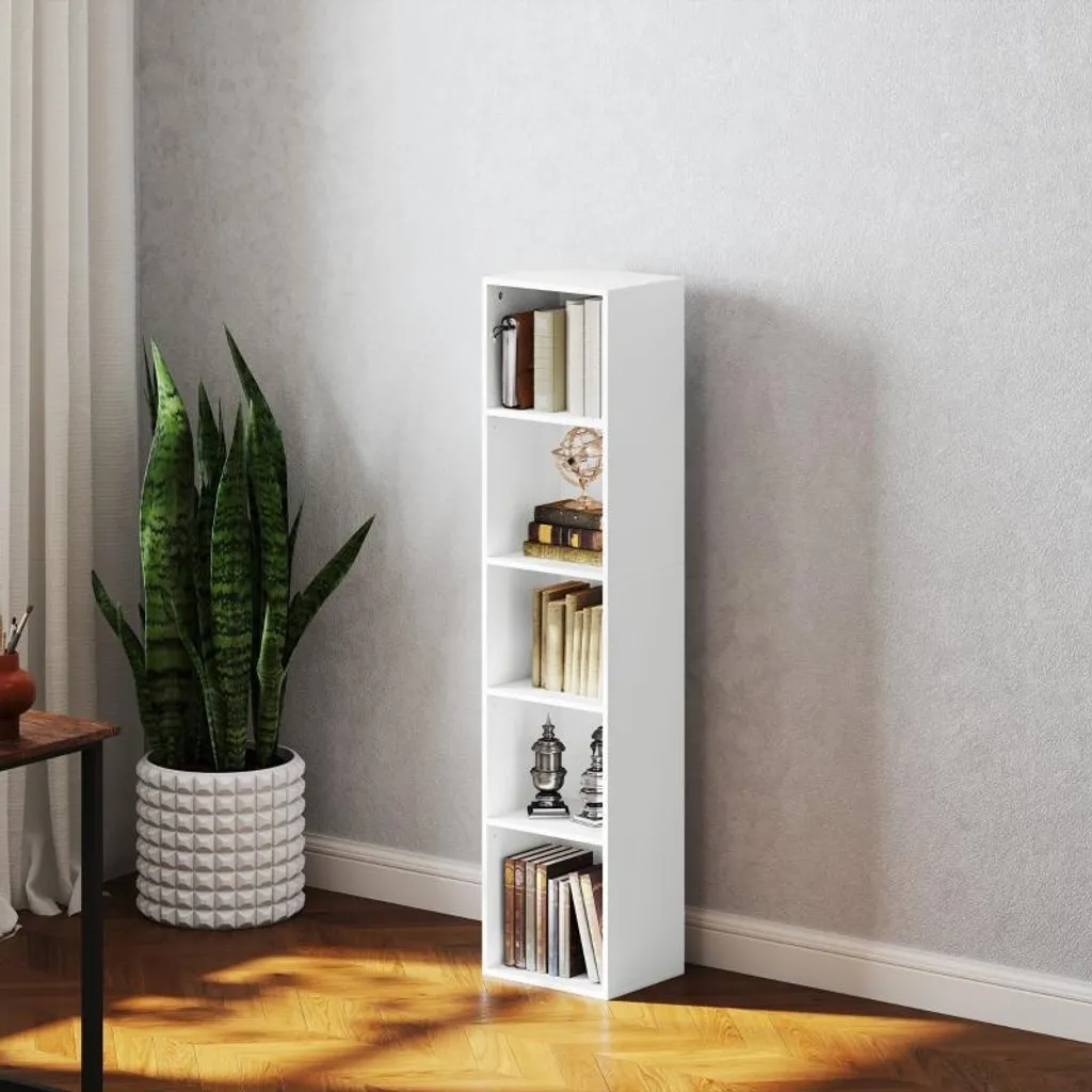 Bibliothèque avec tablettes réglables blanche 5 étages modulable 180cm - 7