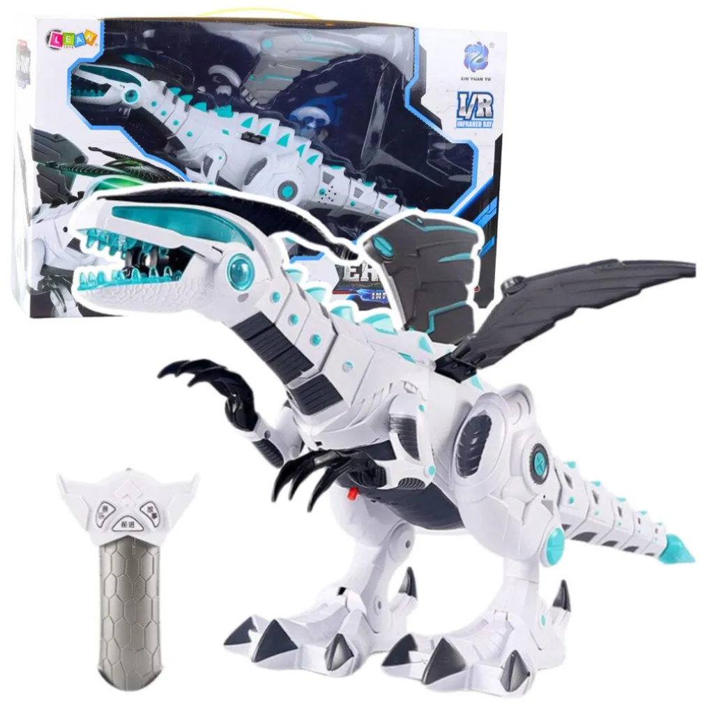 Jouet Dinosaure RC Interactif Blanc pour Enfant avec Effets de Sonore