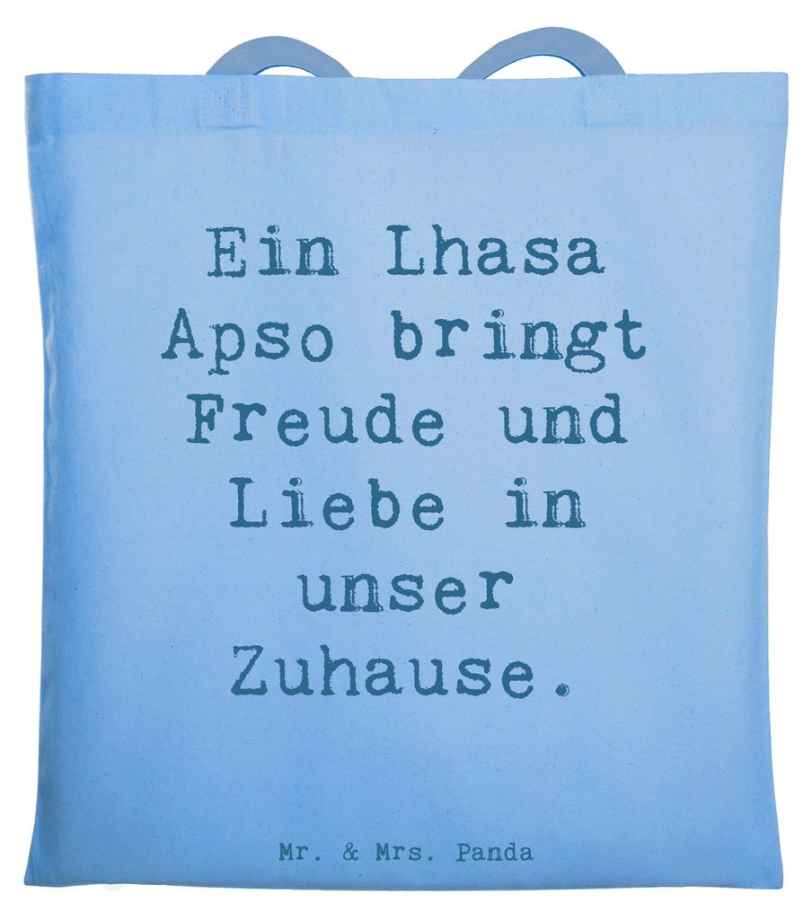 Mr. & Mrs. Panda Einkaufstasche Spruch Lhasa Apso Freude - Sky Blue - Geschenk, Tasche, Tote Bag, Charme, Jutebeutel, Schultasche, Hund, aus Tibet,...
