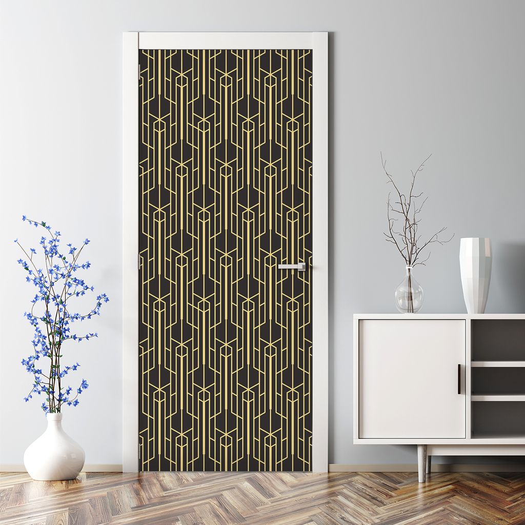 Dekorative Aufkleber selbstklebend Klebefolie Türtato Türposter Abstrakt gold Kunst 77 x 200 cm