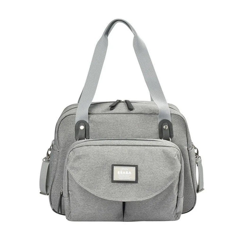 Sac à langer imperméable Geneva II gris chiné - Fixation poussette