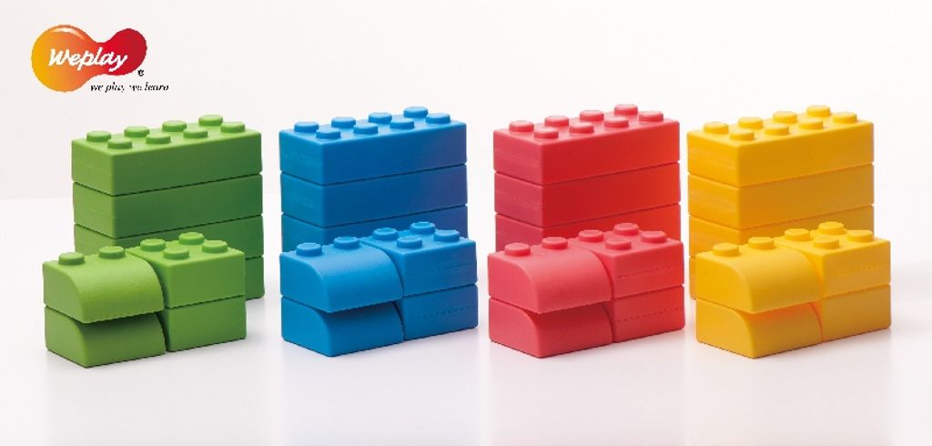 Weplay KC0004-065 Q-Blocks Kreativ Soft Bausteine mit Tasche, mehrfarbig, 64-teilig (1 Set)