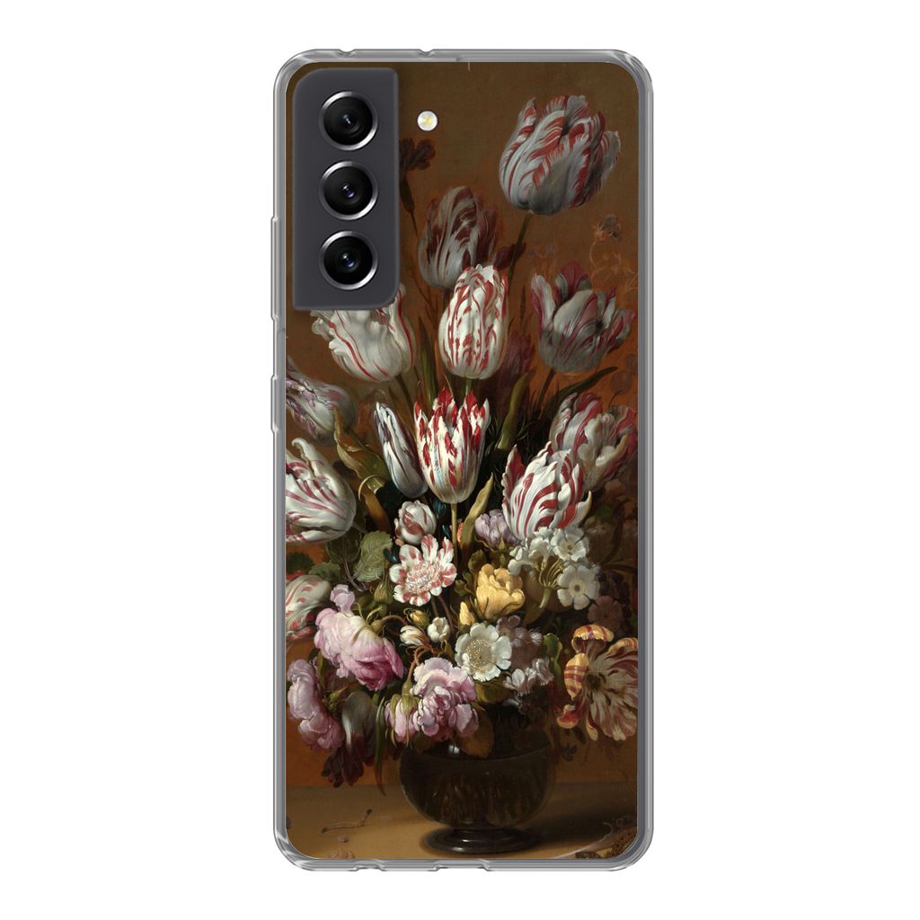 MuchoWow Handyhülle Schutzhülle Hülle für Samsung Galaxy S21 FE Kunst - Blumen - Stillleben - Alte Meister - Vintage Silikon Softcase Handy H...