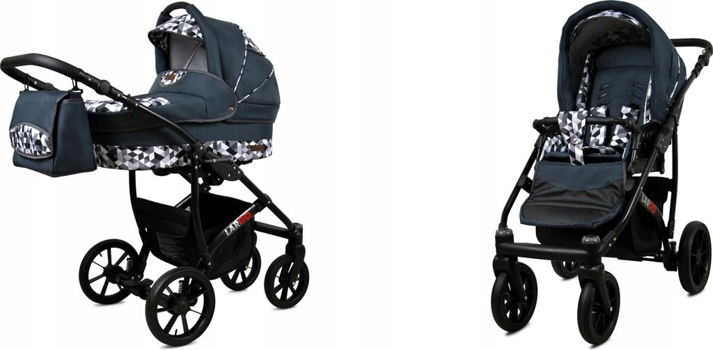 BabyLux Largo | 2in1 Kinderwagen Set | Grey Geometric | Kombikinderwagen | Kinderwagenset | Bug