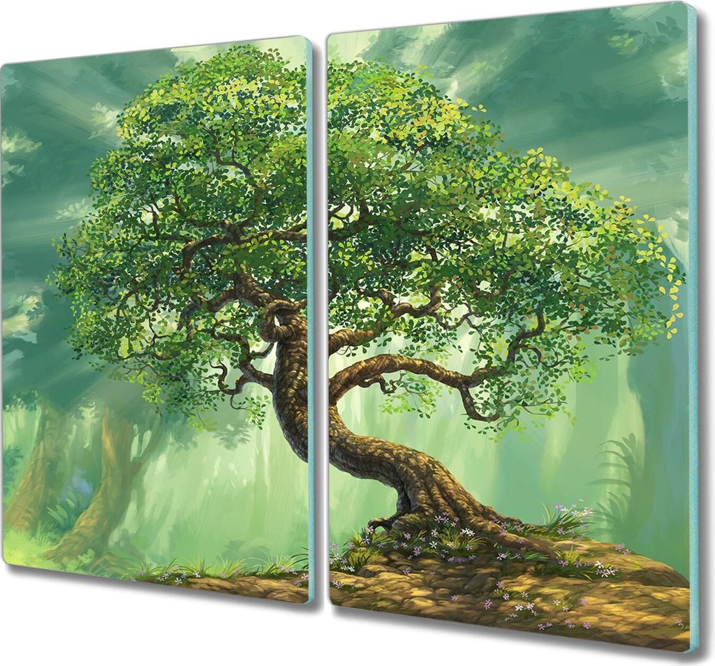 Coloray Kochplattenabdeckung Herdabdeckplatte 2x30x52 cm Hackbrett Schneidebrett Küchenbrett - Fantasie Natur Liste