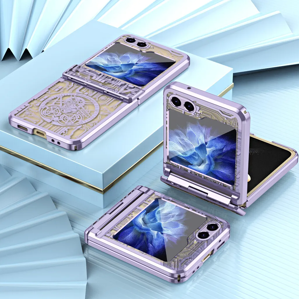Custodia Samsung Z Flip 6 / Z Flip 7 FE Viola Galvanizzata con Cerniera