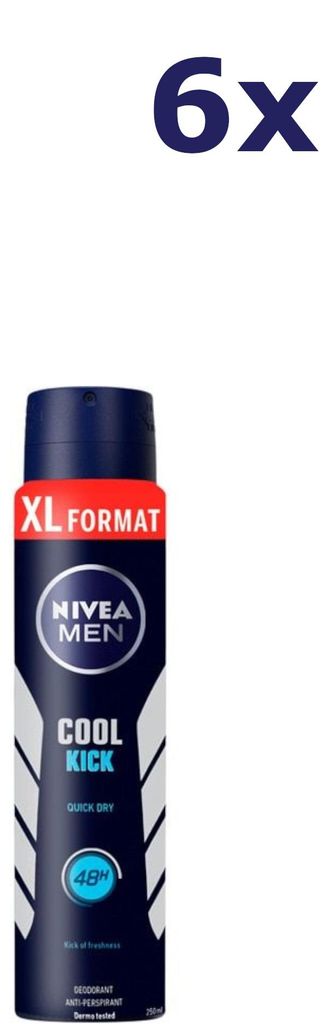 6x Nivea Deospray Men – Cool Kick 250 ml Produktbild 
