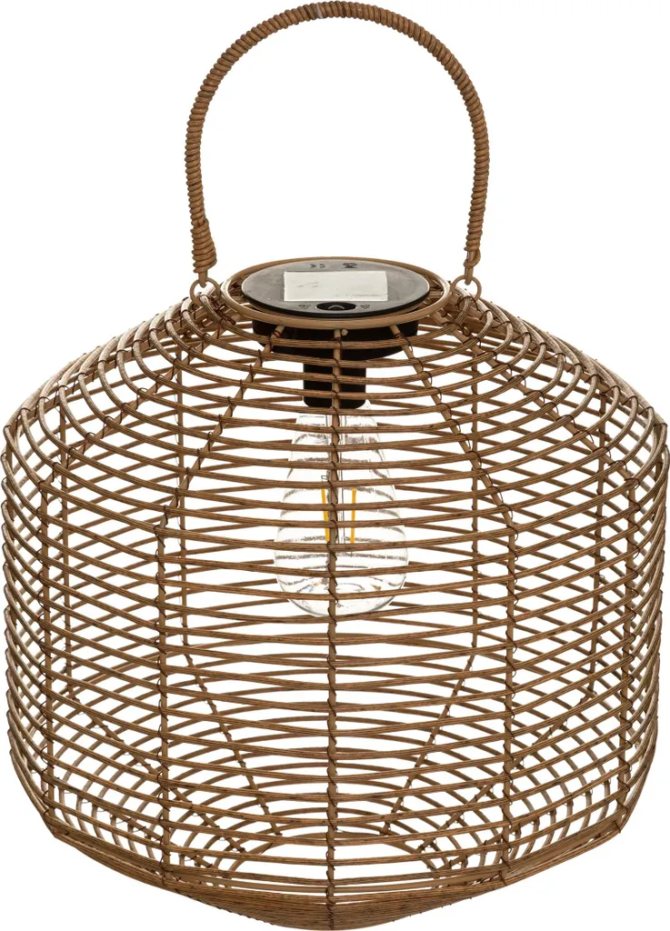 Lampe solaire de jardin CUBA en bois tressé avec poignée en corde