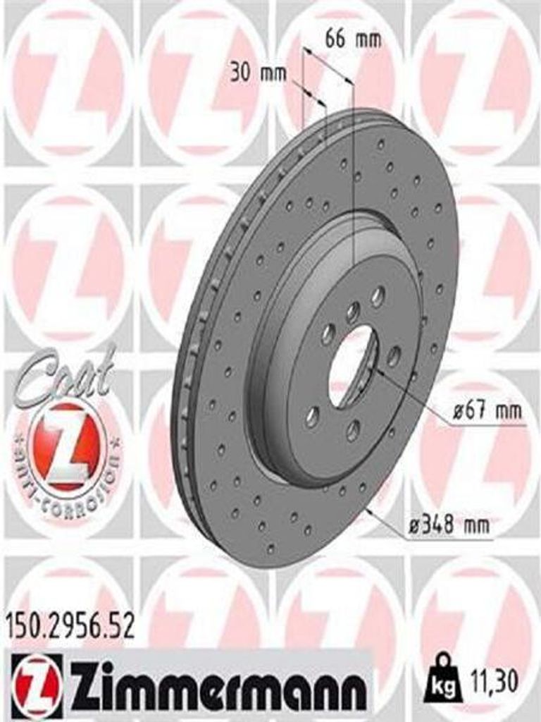 2x ZIMMERMANN Bremsscheibe 150.2956.52 für BMW 5 Limousine (G30 F90) X5 (G05)