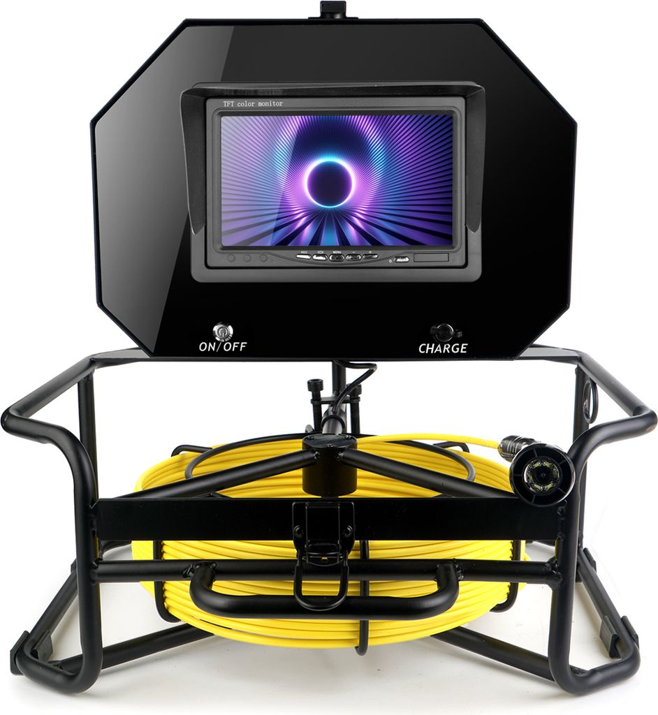 Kanalkamera, Rohrleitungsinspektionskamera mit 7-Zoll-Monitor, 8 GB TF-Karte, eingebauter Batterie, 30 m/98 ft Kabel, IP68 wasserdichte Abflusskame...