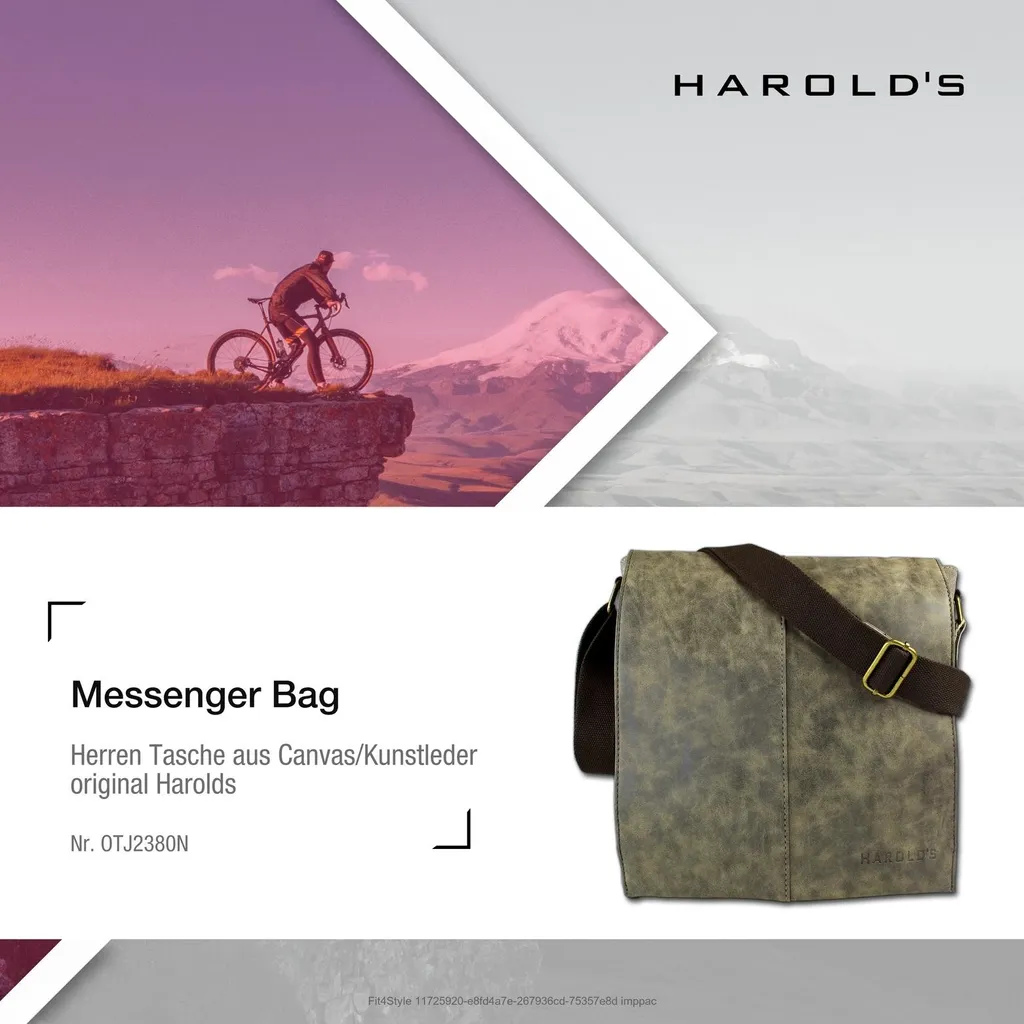 Messenger Bag robuste en toile marron et finitions cuir synthétique