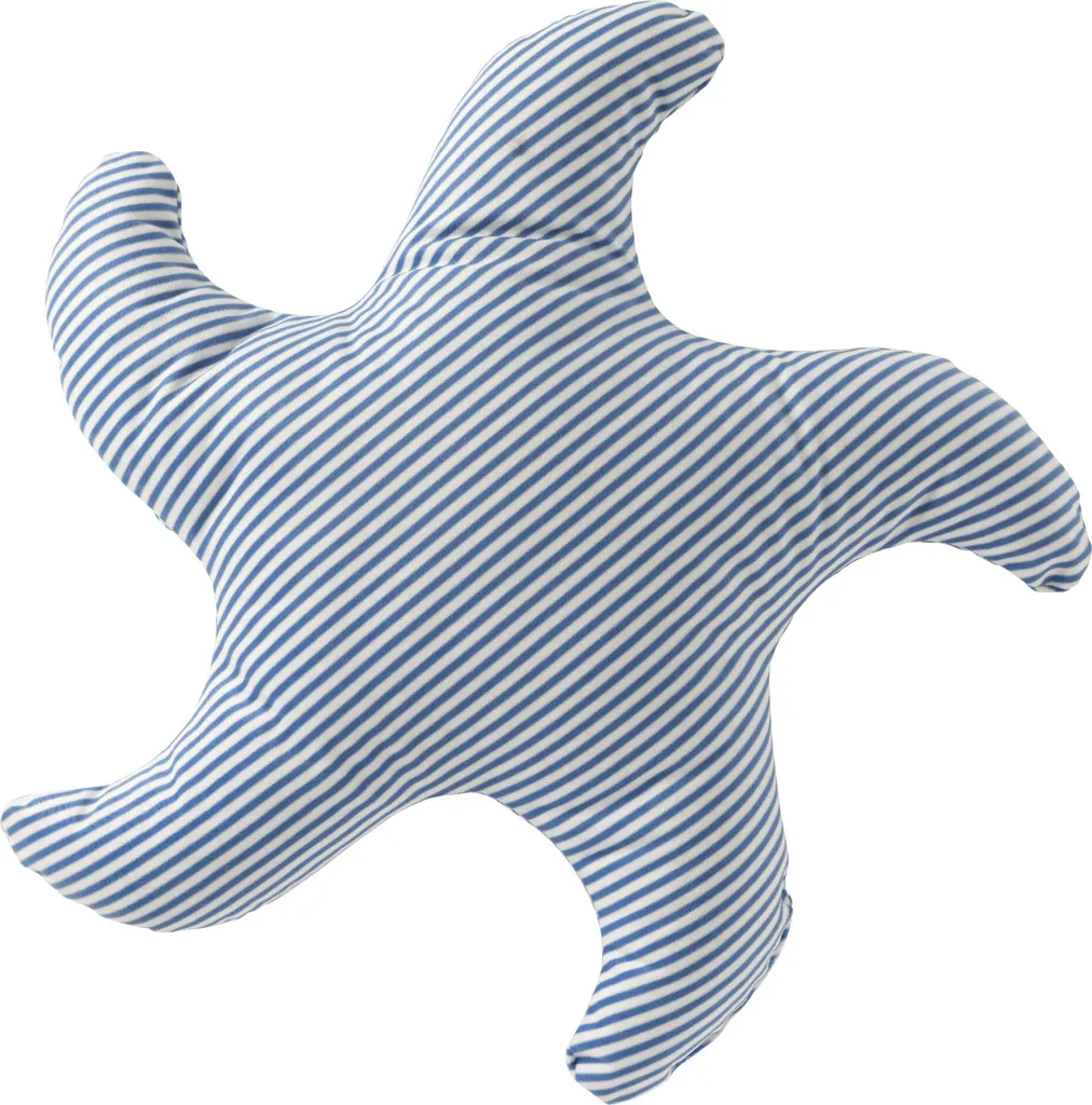 J-Line Coussin Étoile de mer Rayé Bleu et Blanc en Polyester de 45cm