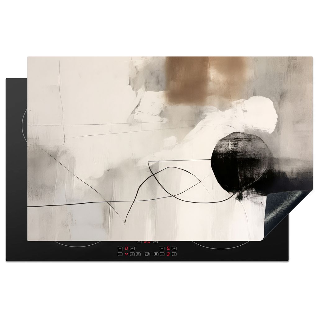 KitchenYeah Herdabdeckplatte Abstrakte Kunst - Grau - Industriell , 80x52cm, Küche Deko, Glaskeramikkochfeld Herdabdeckung, Abdeckplatte fùr Ko...