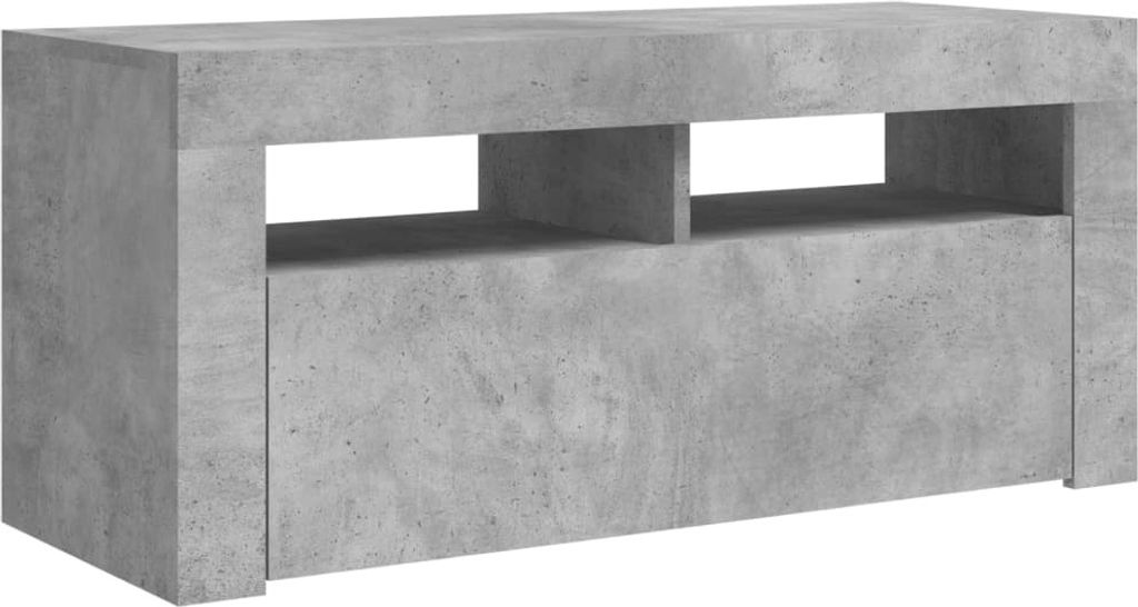 Eleganten-Stil Fernsehschrank,TV-Tisch TV-Schrank mit LED-Leuchten Betongrau 90x35x40 cm DE35838