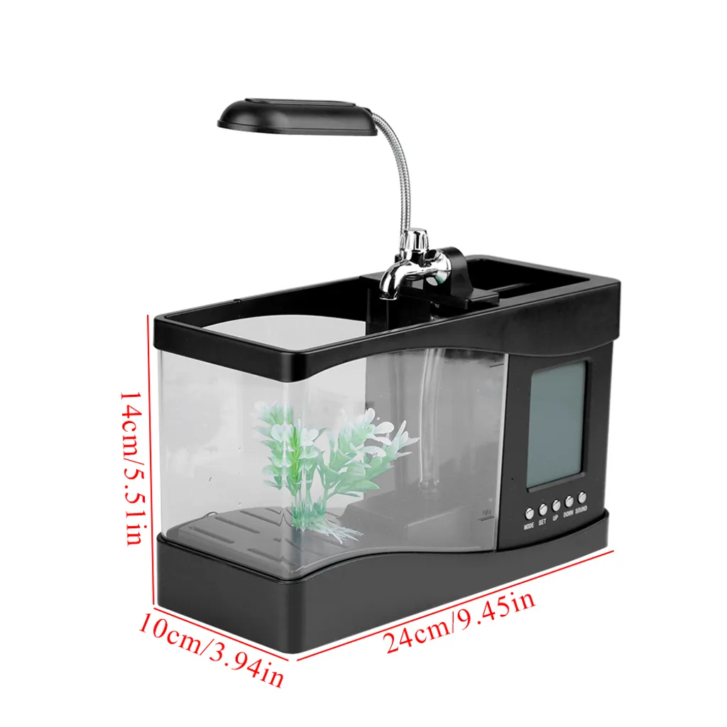 Aquarium de Bureau Multifonctionnel avec Éclairage LED et Pompe USB