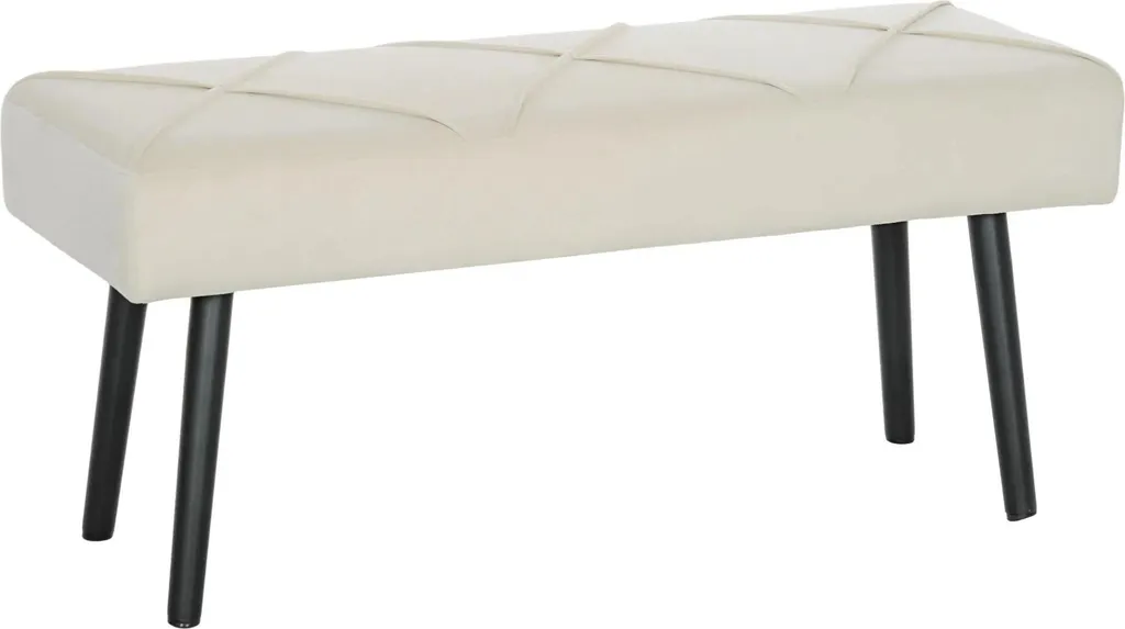 Banc Robuste Charge 120kg Pieds Acier - Ottomane Crème 100x36x45 cm
