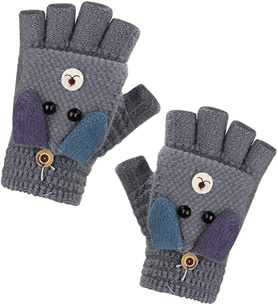 Damen Halb Fingerhandschuhe Winter Warme Fingerlose Handschuhe Strick Handschuhe
