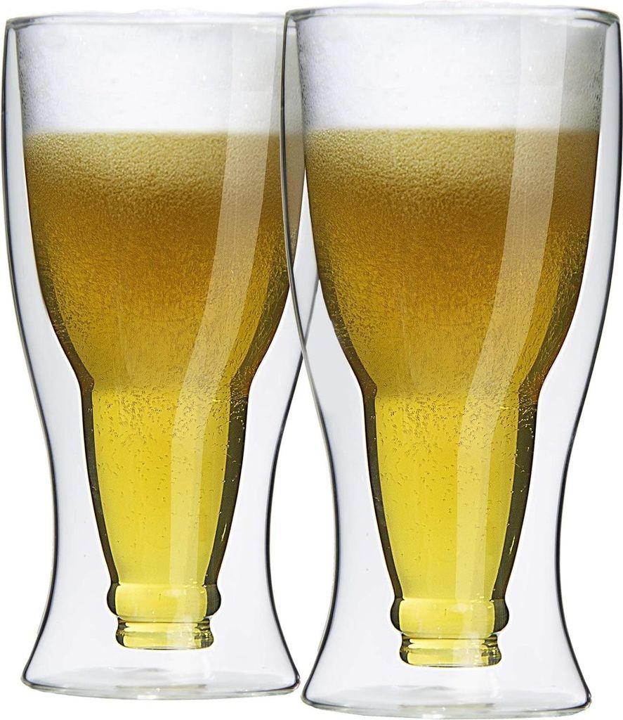 Doppelwandige Thermobiergläser - Set von 2 - Borosilikatglas - 350 ml
