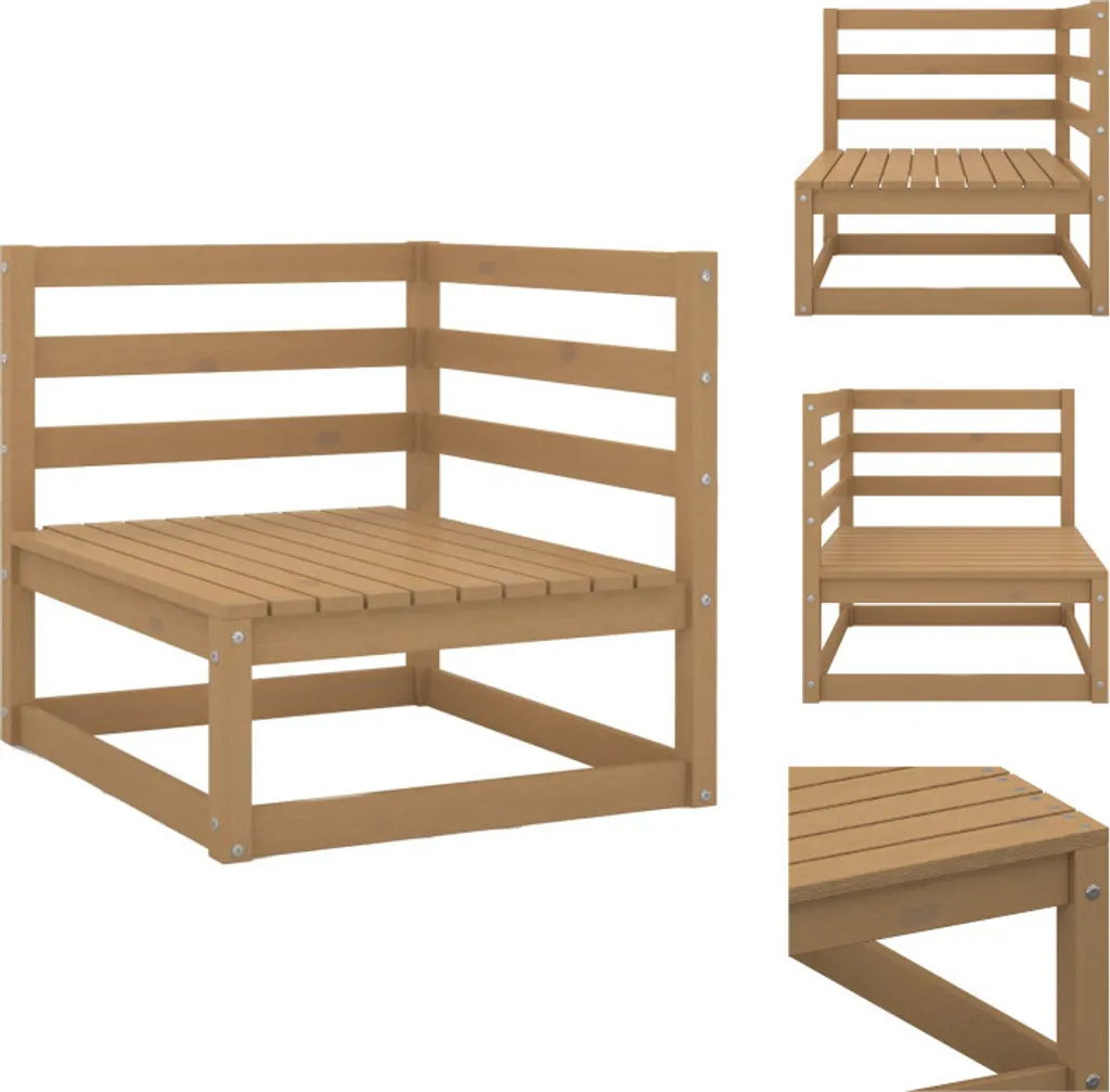 vidaXL Divano da Giardino Angolare in Legno di Pino Massiccio Miele