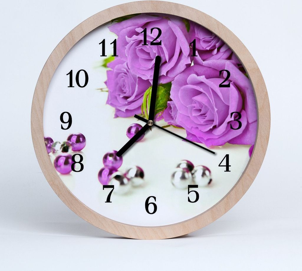 Holzuhr 30fi cm wanduhr - Rosen Blumen