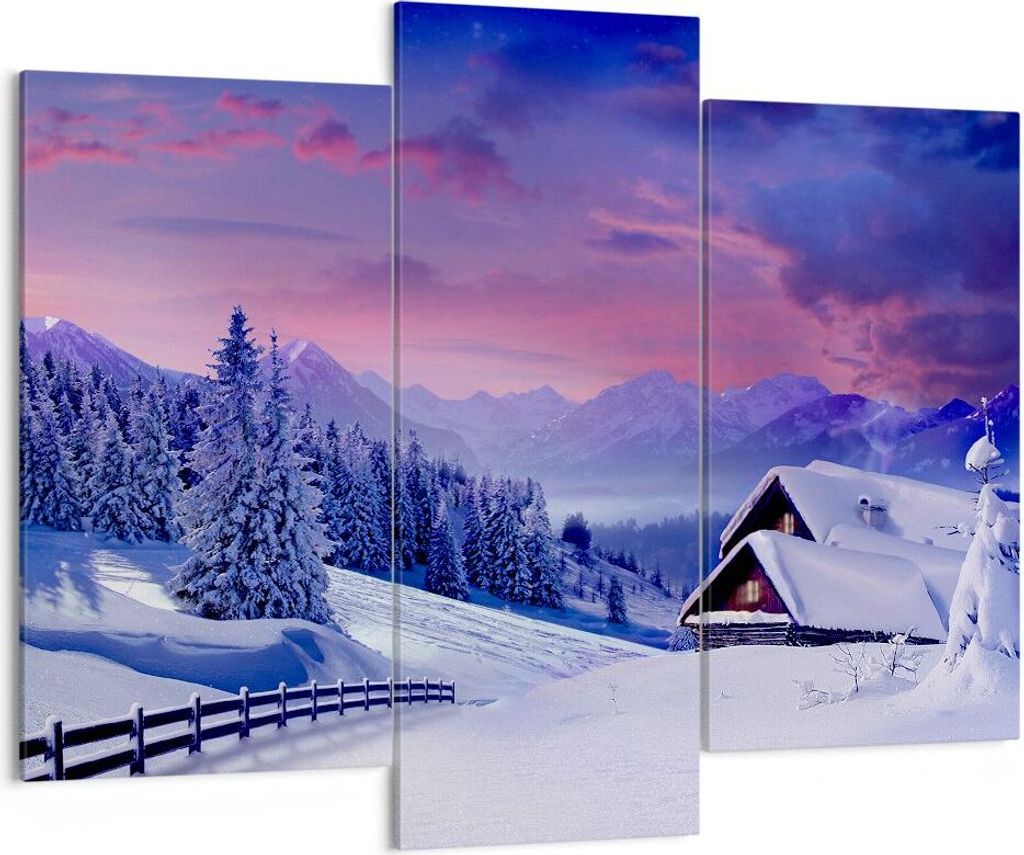 Bild auf Leinwand - Leinwandbild - Winter Landschaft Frost Schnee - 130x100cm - Wand Bild - Wanddeko - Leinwanddruck - Bilder - Kunstdruck - Leinwa...
