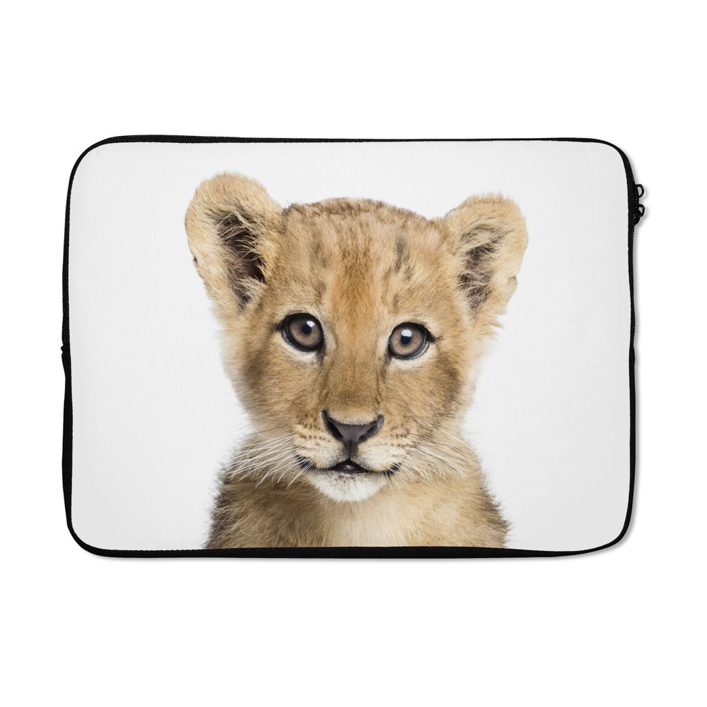 MuchoWow Laptop Hülle 13 Zoll Löwe - Tiere - Natur - Weiß Laptoptasche - Laptophülle - Sleeve - Rundumschutz