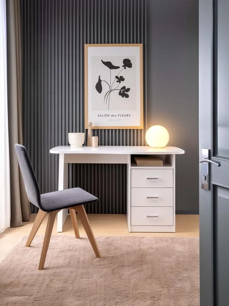 Bureau Adam Multi-rangements avec 3 Tiroirs et Étagère de Rangement Stable - 3