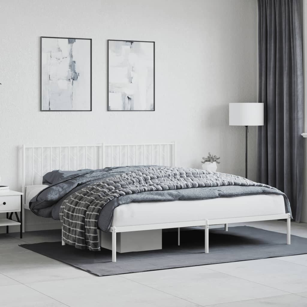 Maison Exclusive - Bettgestell mit Kopfteil Metall Weiß 183x213 cm
