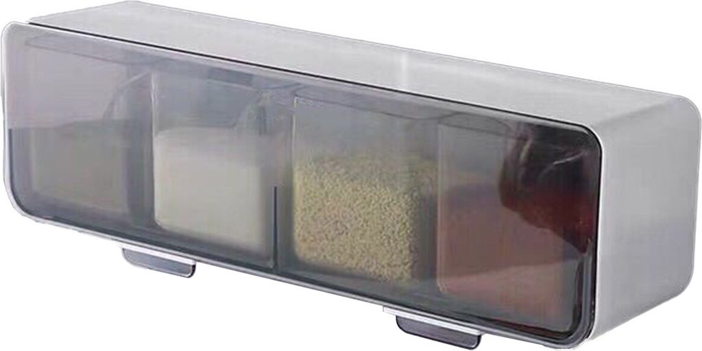 Gewürzbox mit Deckel, große Kapazität, staubdicht, wasserdicht, zur Wandmontage, Salz- und Pfefferbox, Gewürzglas mit Löffelset