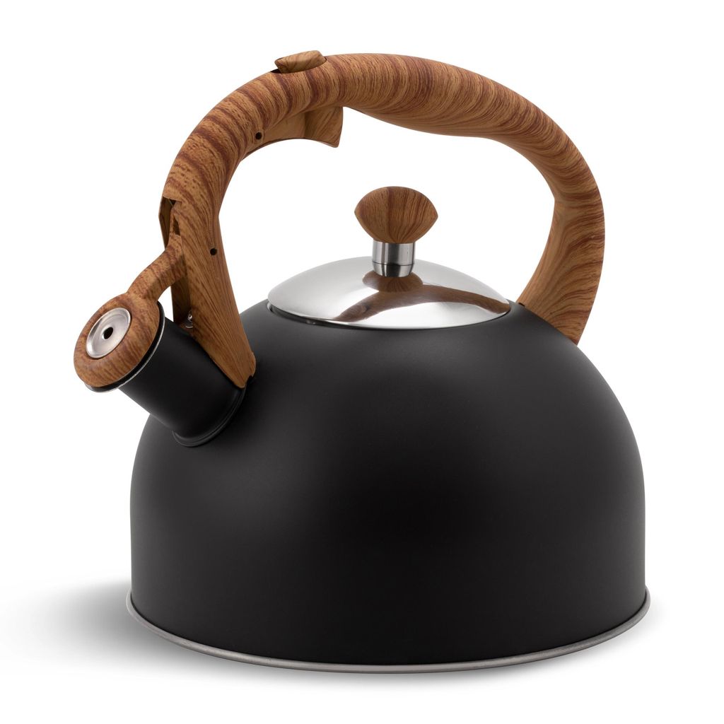 Flötenkessel 2,5 L aus Edelstahl, Schwarz, Für Induktion Geeignet