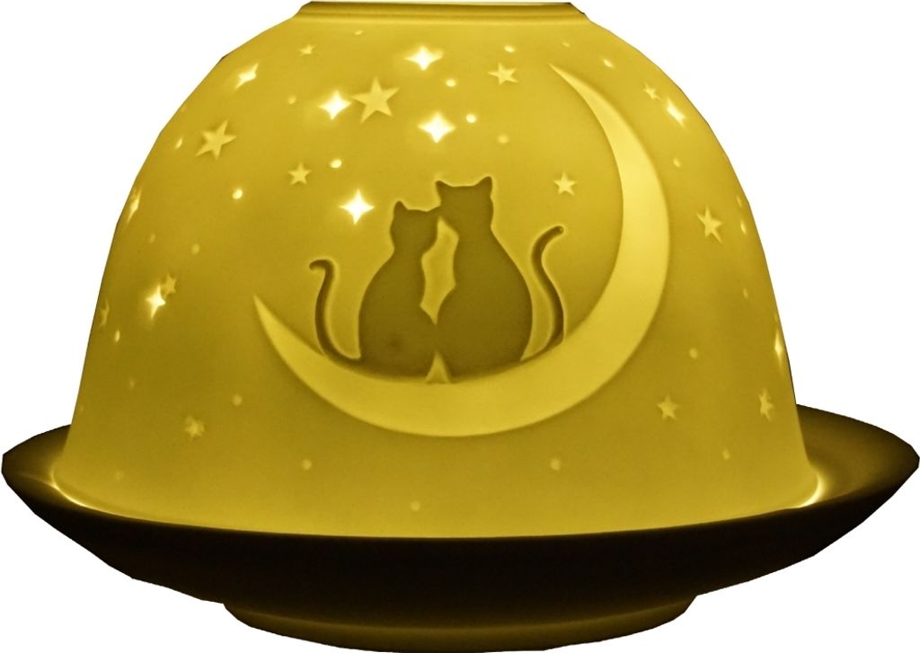 Dome Light Katzen mit Halbmond Teelicht Windlicht