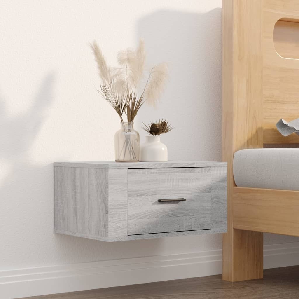 Möbel 2er Set Wand-Nachttische Modernes - Bettschrank/Nachtschrank für Schlafzimmer - Grau Sonoma 50x36x25 cm Top9754881