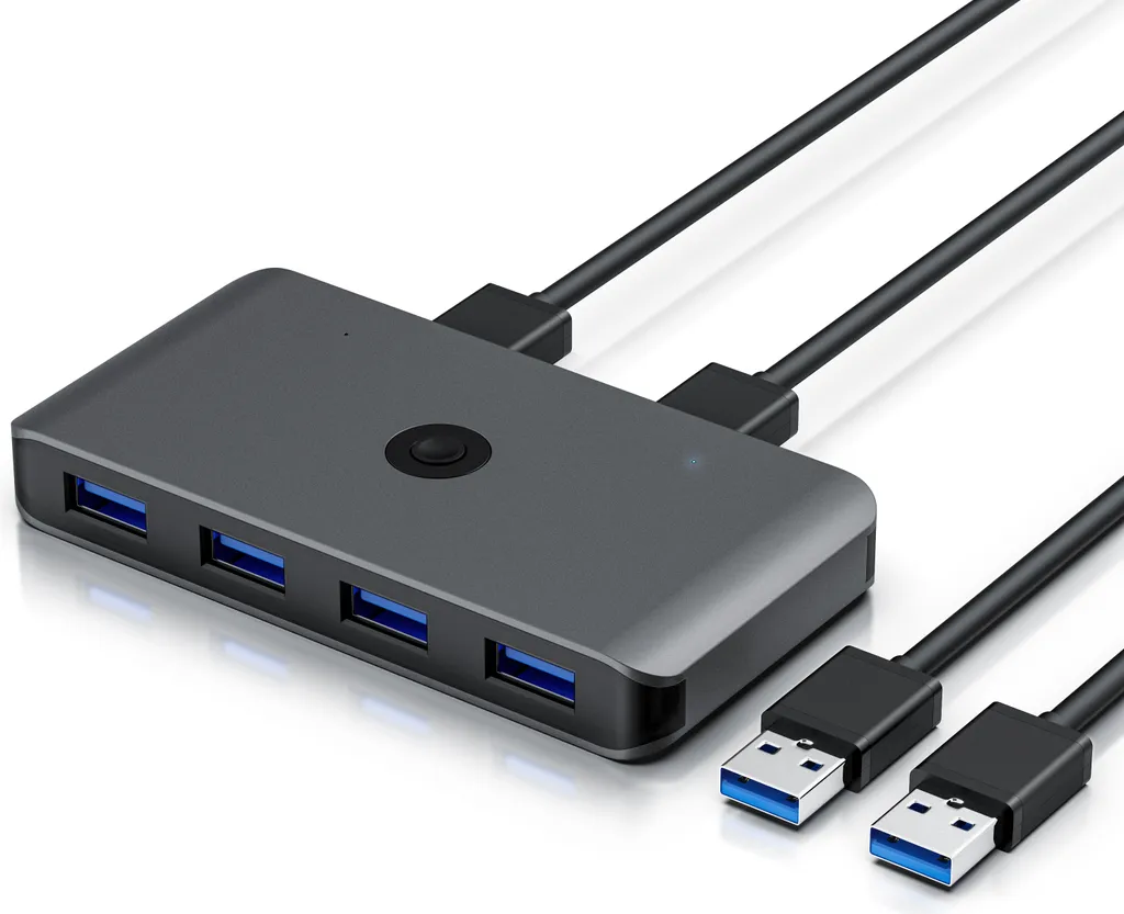 KVM Switch Primewire USB 3.2 5Gbps - Hub 4 in 2 Out Alluminio
