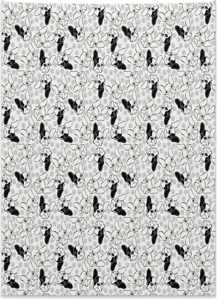 Abakuhaus Bulldogge Wandteppich, Doodle Gesichter Pawprints aus Weiches Mikrofaser Stoff Kein Verblassen Klare Farben Waschbar, 110 x 150 cm, Hellg...