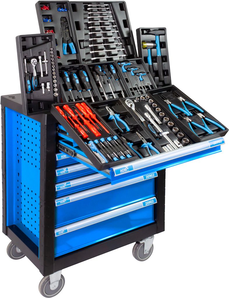 Werkstattwagen Cheetah Preimium + 250-tlg. Werkzeugset | 7 Schubladen | HxBxT 97x48x38cm | Himmelblau