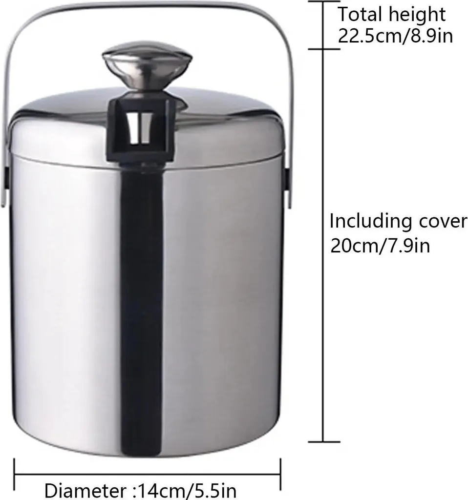 Secchiello Ghiaccio per Feste 1.3 Litri - Termico in Acciaio Argento - 5