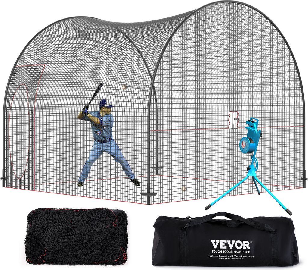 VEVOR Baseball-Schlagkäfig-Netz mit Rahmen und Netz 3,6 x Produktbild 1