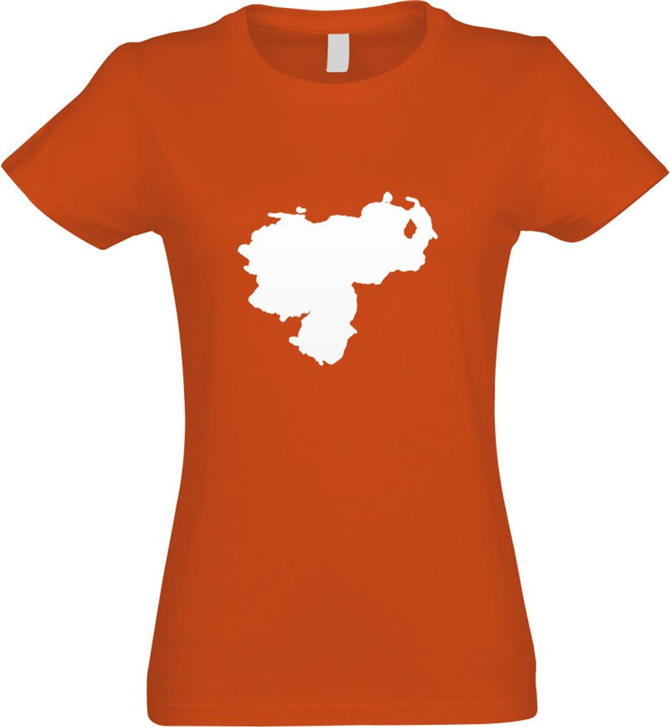 Kiwistar - T-Shirt tailliert - Damen - orange - Venezuela Umriss Kontur - mit Motiv Bedruckt - Funshirt Design - Sport - Freizeit - Damen - XXL