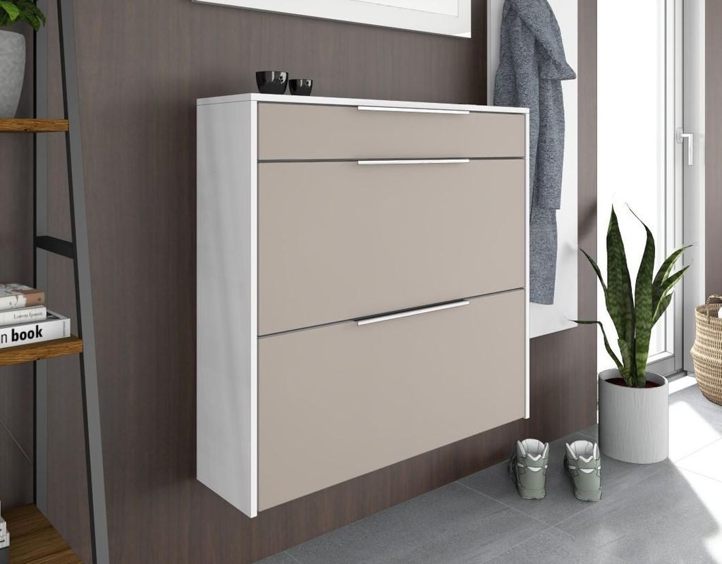 Schuhschrank Oliva 2 hängend Basic weiß cappuccino Produktbild 