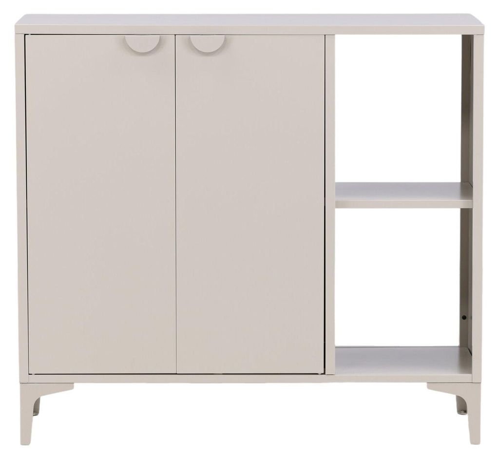 Buffet avec deux portes et deux étagères, de couleur beige. Image du produit 