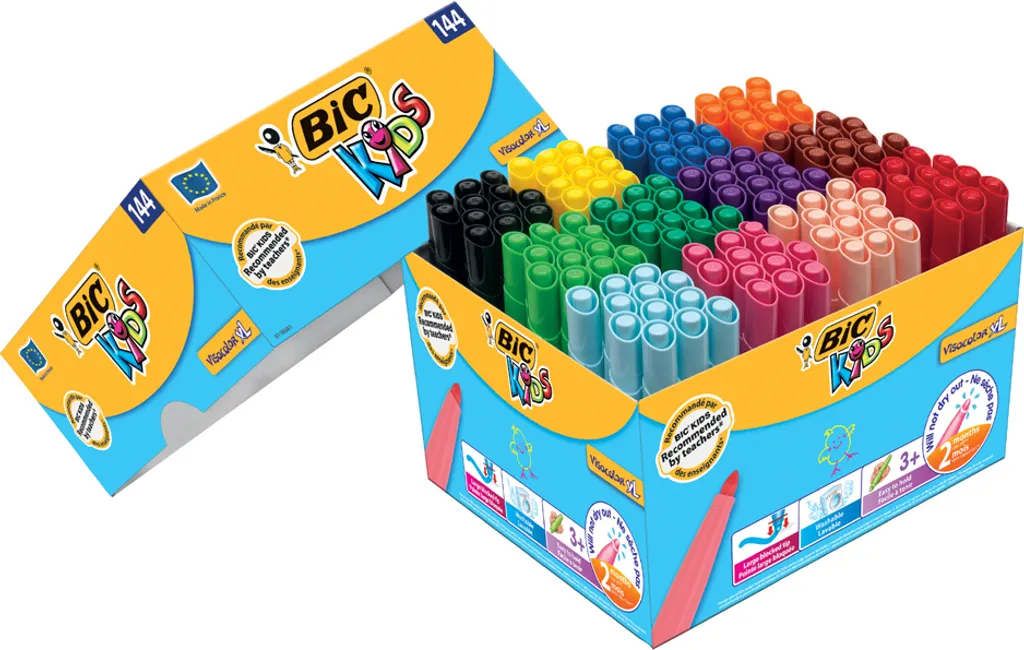Set Didattico BIC Kids Visacolor XL - 144 Pennarelli Professionali Kids
