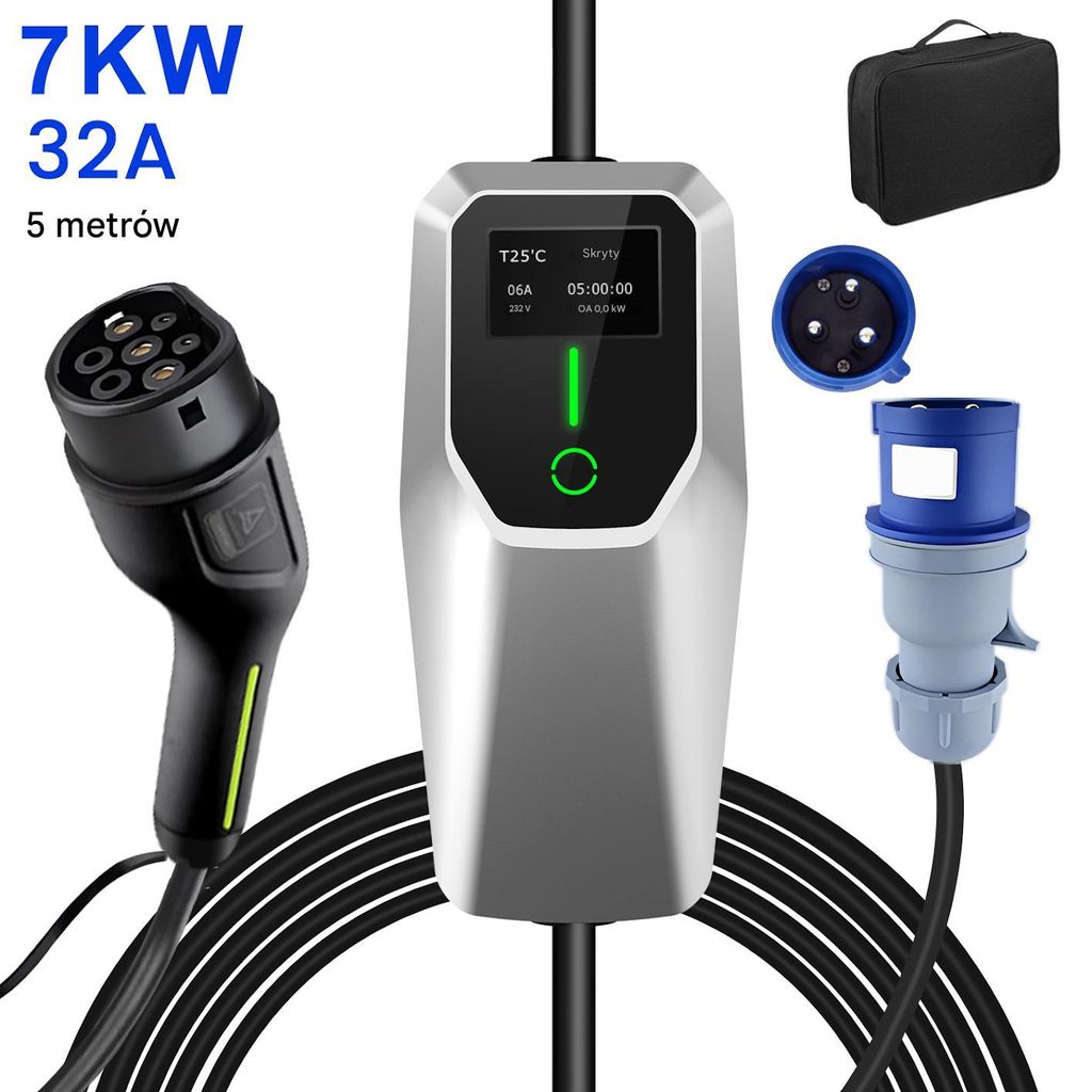 Kabel ładujący EV 32A EVSE EU EV Typ 2, przenośna ładowarka Zdjęcie produktu 