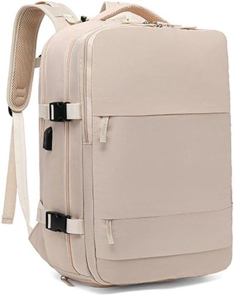 Große Beige Reisetasche mit separatem Nass- und Trockenfach und Schuhfach