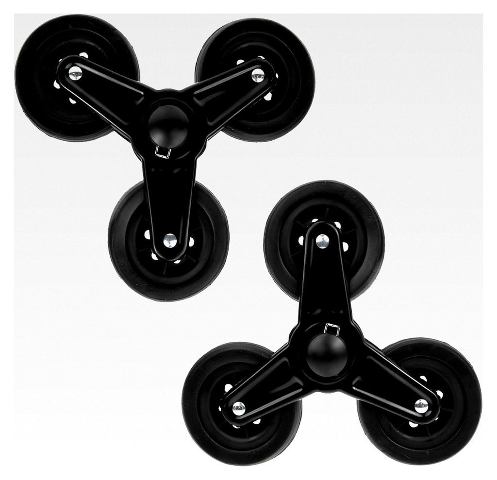 2er-Pack Ersatzräder für Einkaufstrolleys, 22 cm, rutschfeste Räder für Treppenkletterer, Schwarz, Eisen