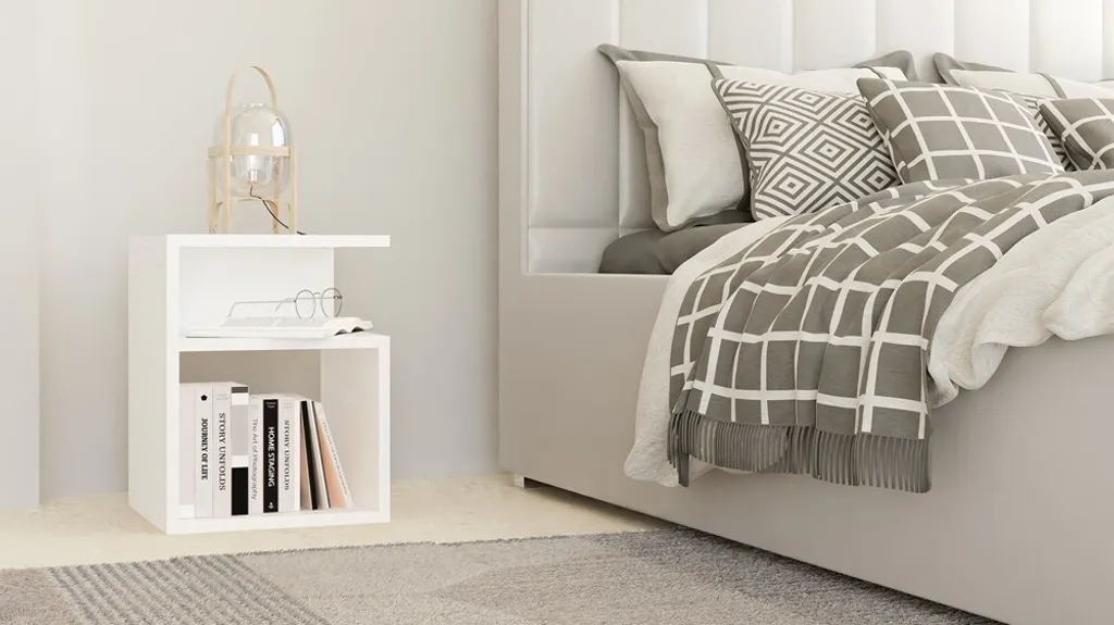 Table de Chevet Compacte 30x40x30 cm Blanche - Idéal pour Chambre Étroite