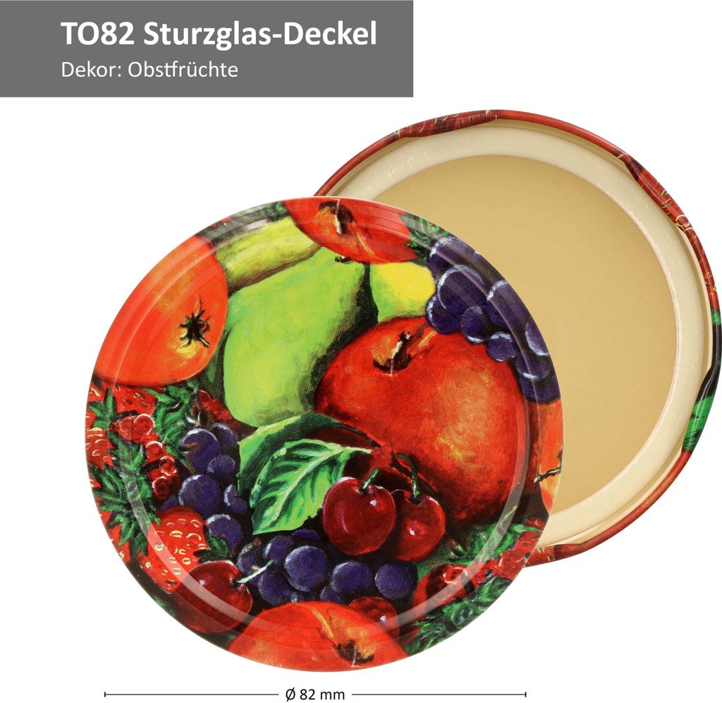 MamboCat 40er Set Sturzgläser 230 ml mit Obst Dekor Deckel Produktbild 5