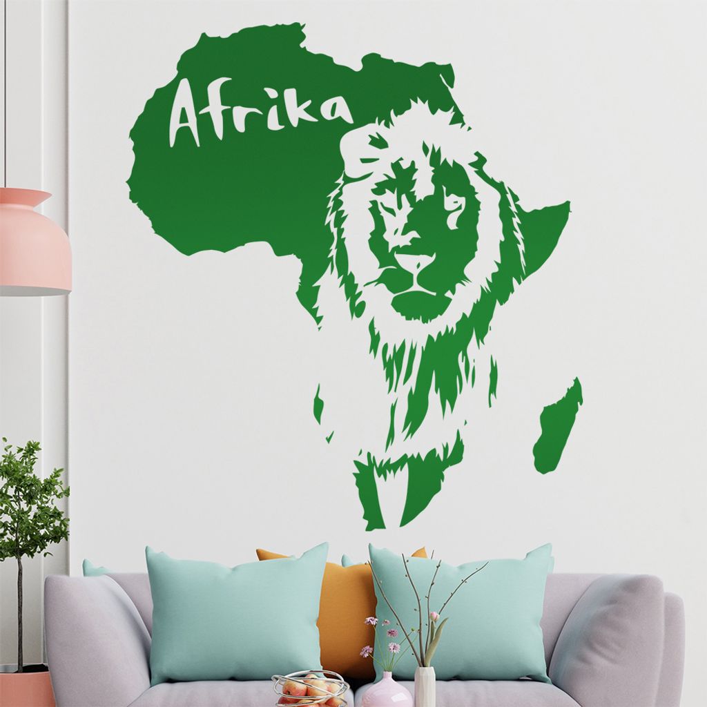 KIWISTAR Löwe u. Schriftzug Afrika Wandtattoo in 6 Größen - Wandaufkleber Wall Sticker - Dekoration, Küche, Wohnzimmer, Schlafzimmer, Badezimmer