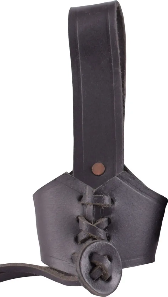 Porte-corne en cuir noir robuste pour cornes de 40cl et plus - Fixe