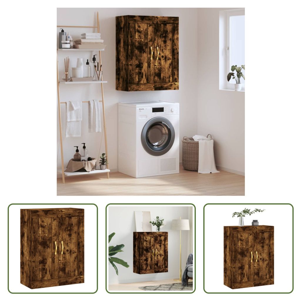The Living Store Wandschrank Räuchereiche 69,5x34x90 cm Holzwerkstoff