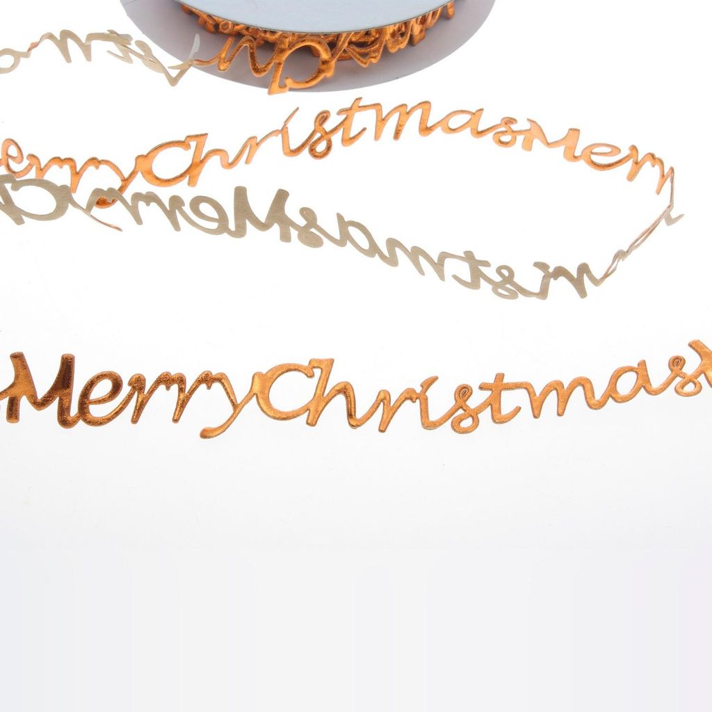 SekleBo - Selbstklebende Bordüre 56 mal 'Merry Christmas' je 16cm lang - Farbe Kupfer - 25 mm Breite - 9,3 m Länge - 94191-03